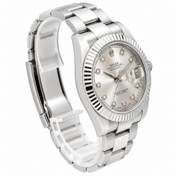 Rolex Datejust II 41MM 116334 Silver Diamond Dial Watch